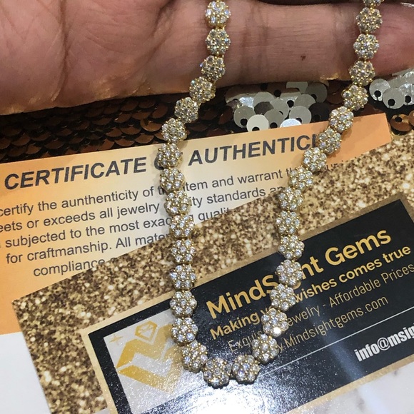 10k gold vermeil custom made chain for men, VVS clarity genuine Swarovski gems - Picture 6 of 10